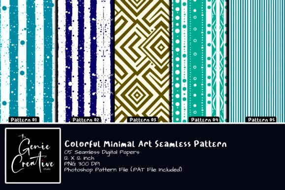 Download Colorful Minimal Art Seamless Patterns - Sea Collection