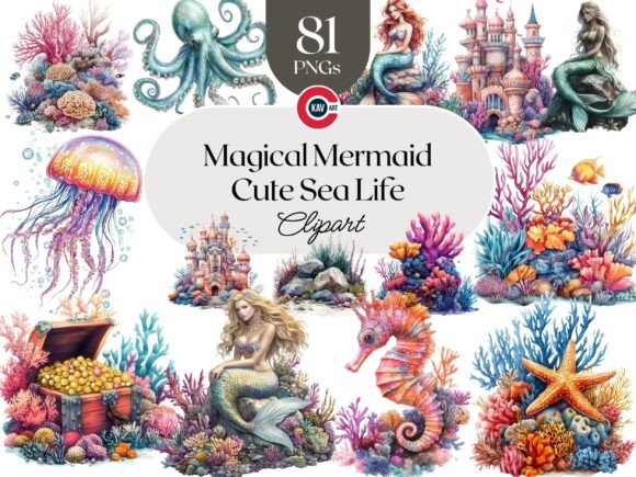Download Mermaid and Underwater Sea Life Elements - Sea Collection