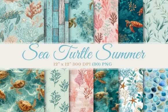 Download Sea Turtle Summer Seamless Pattern - Premium Bundle