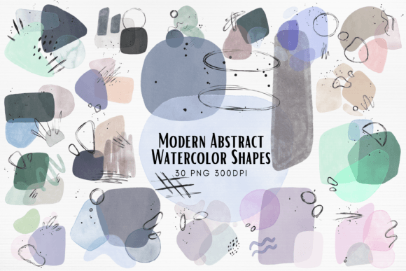 Download Modern Abstract Watercolor Shapes PNG - Modern Collection
