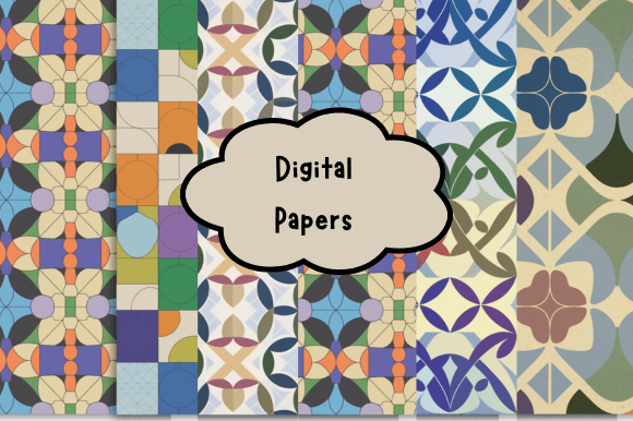 Download Seamless Geometric Pattern Digital Paper - Sea Collection