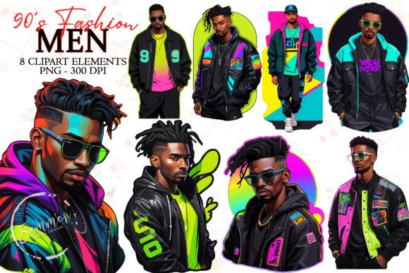 Download Boy Neon 90s Fashion Stickers Clipart - Premium Resources