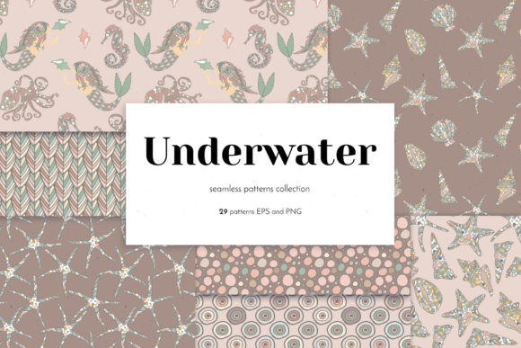 Download Vintage Underwater Seamless Patterns - Sea Collection
