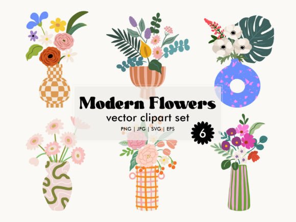 Download Modern Flowers Vector Clipart Set - Modern Collection