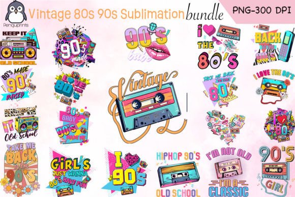 Download Vintage Retro 80s 90s Sublimation Bundle - 90s Collection